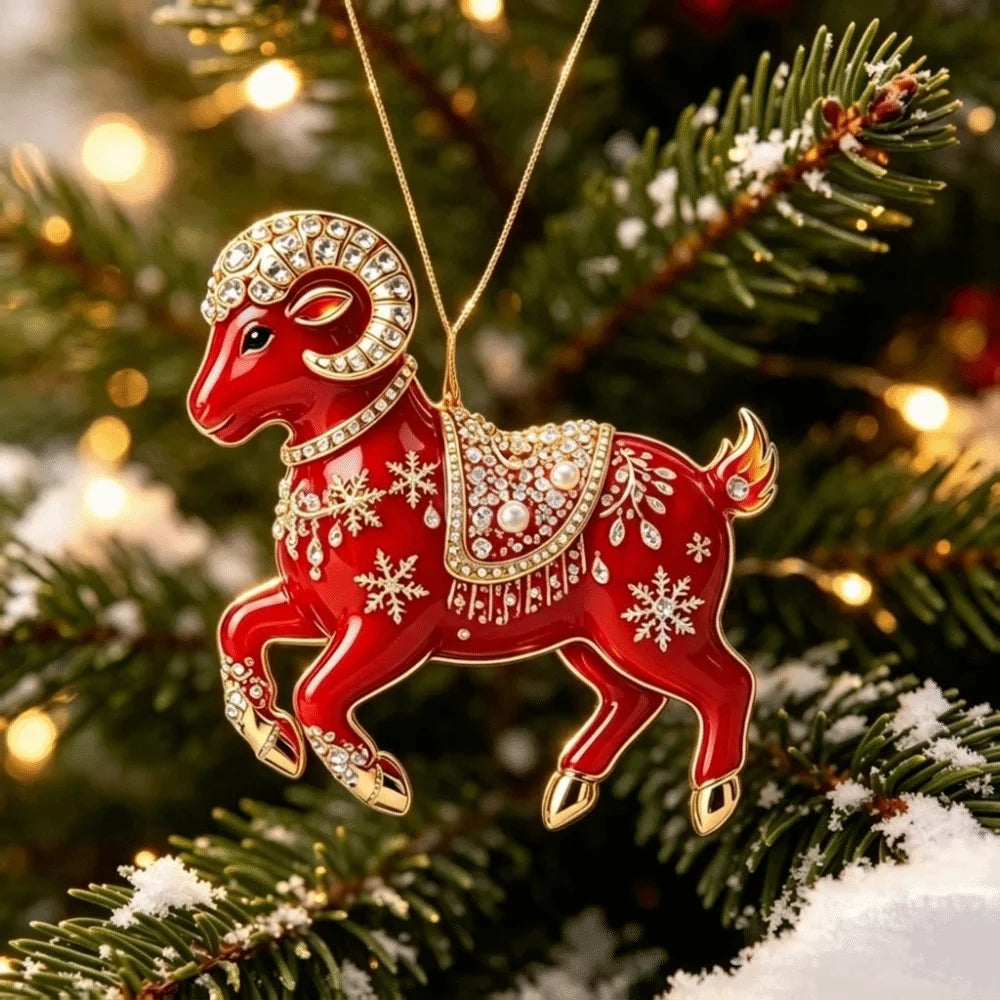 Acrylic Goat Hanging Ornament Rhinestone Christmas Décor Christmas Ornament Richie's 6
