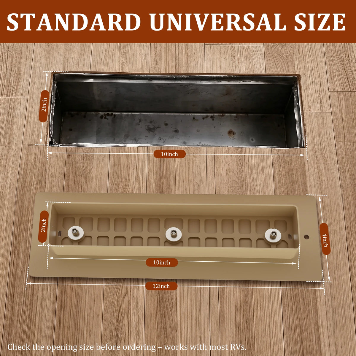 RV Floor Vent Cover 4x12" Aluminum Register Magnetic Dust Grille RV Vent Register Richie's
