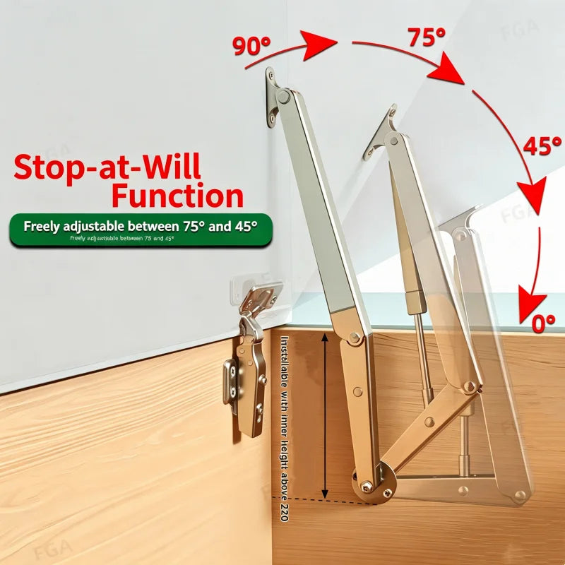 Heavy-Duty Gas Spring Lift-Up Cabinet Hinges 60-100N | 2pcs Cabinet Door Hinge Richie's