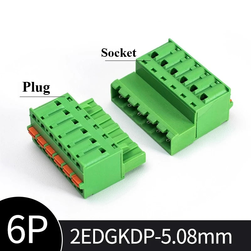 Spring-Press Plug-In Terminal Block 5.08mm 2–24P | 2EDGKD Set Terminal Block Connector Richie's 6P Plug and socket set