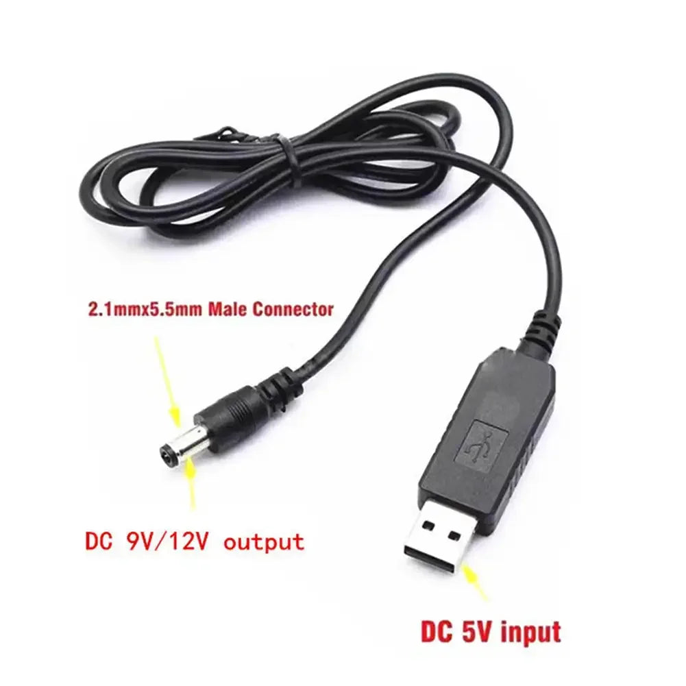 USB 5V to 12V Step-Up Boost Cable 2.1x5.5mm DC Adapter USB Power Boost Cable Richie's