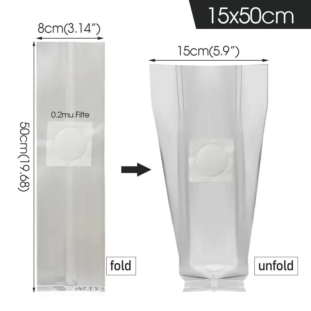 50pcs PP Mushroom Grow Bags 0.2µm Filter – Spawn & Culture Mushroom Grow Bags Richie's 15x50cm