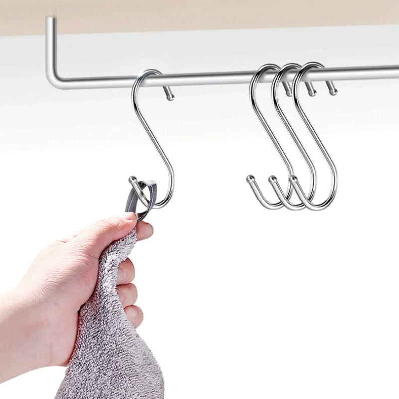 10pcs Stainless Steel S-Hooks for Kitchen, Bathroom & Home S-Shaped Hooks Richie's