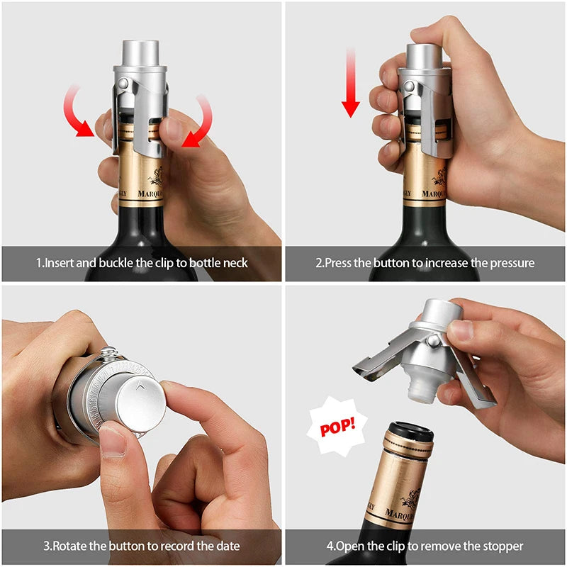 Vacuum Champagne Stopper Stainless Steel Sparkling Wine Saver Wine Bottle Stopper Richie's