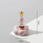 Glass Christmas Tree Figurine with Rotating Ceramic Base | Mini Christmas Figurine Richie's Pink