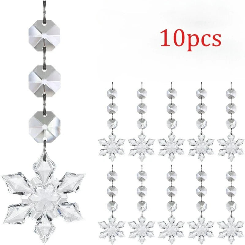10pcs Acrylic Crystal Snowflake Ornaments – Holiday & Wedding Décor Christmas Ornaments Richie's