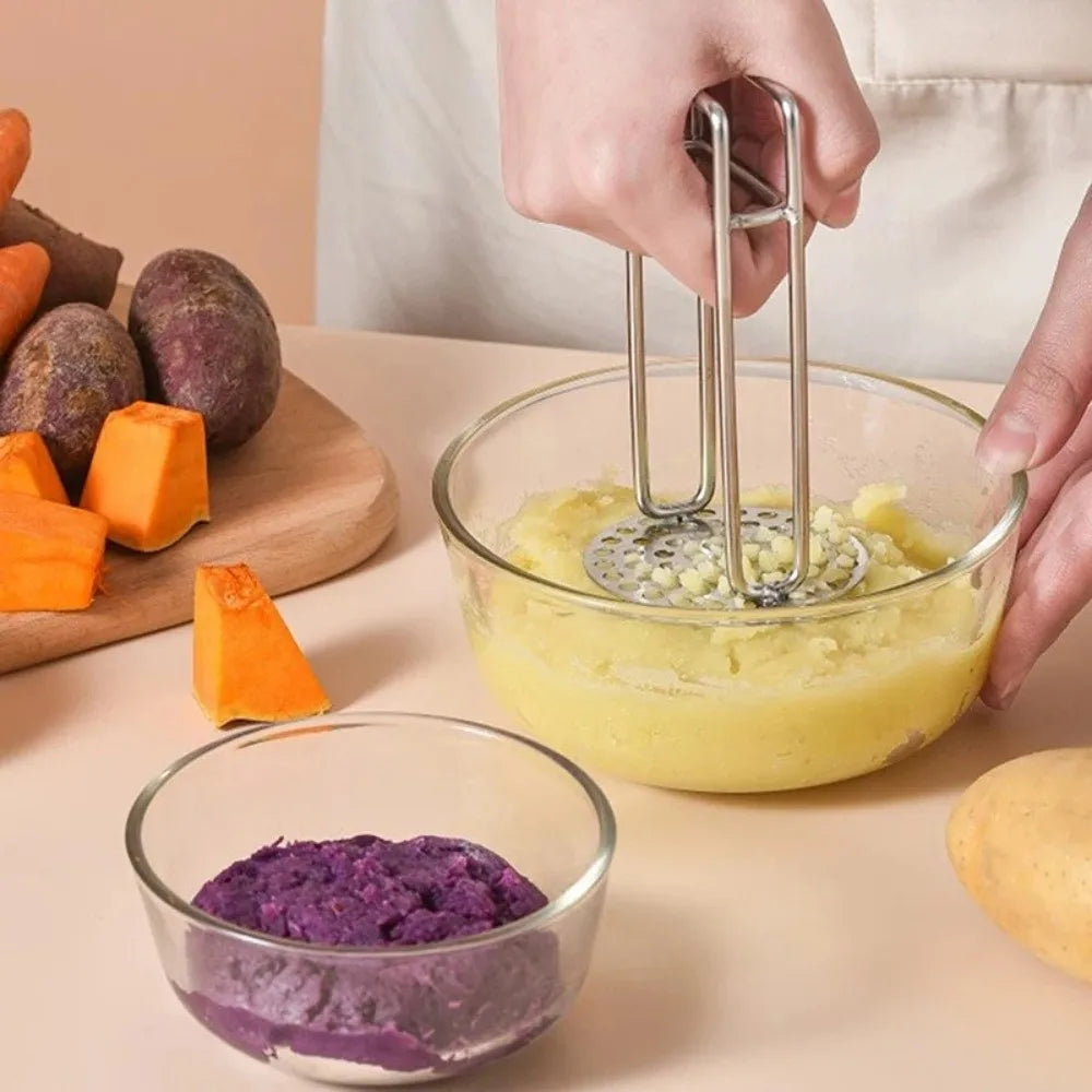 304 Stainless Steel Potato Masher – Dense Mesh Vegetable Press Kitchen Masher Tool Richie's