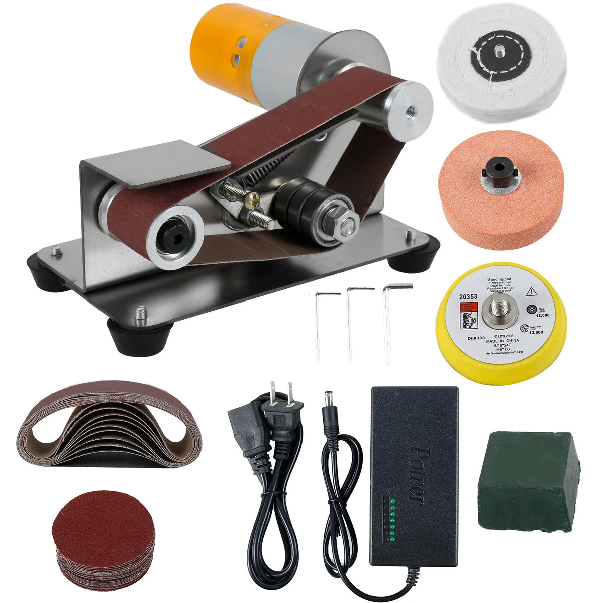 Mini Belt Sander 110-220V Variable Speed Grinding Polishing Tool Belt Sander Richie's Set D US Plug