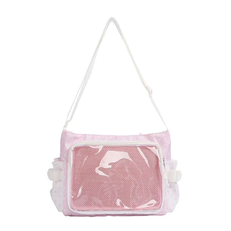 Transparent Ita Crossbody Bag – Large Capacity Shoulder Bag Crossbody Shoulder Bag Richie's printed stars pink 37x24x15cm