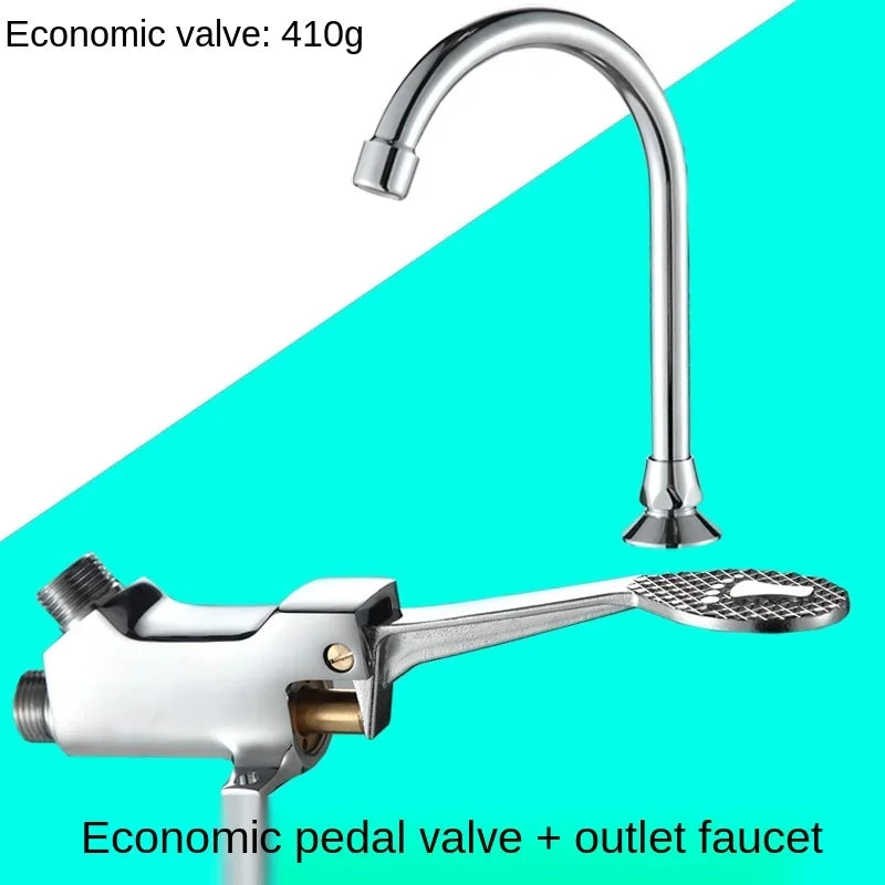 Brass Foot-Operated Faucet – Hands-Free Single Cold Basin Tap Foot-Operated Faucet Richie's Foot faucet