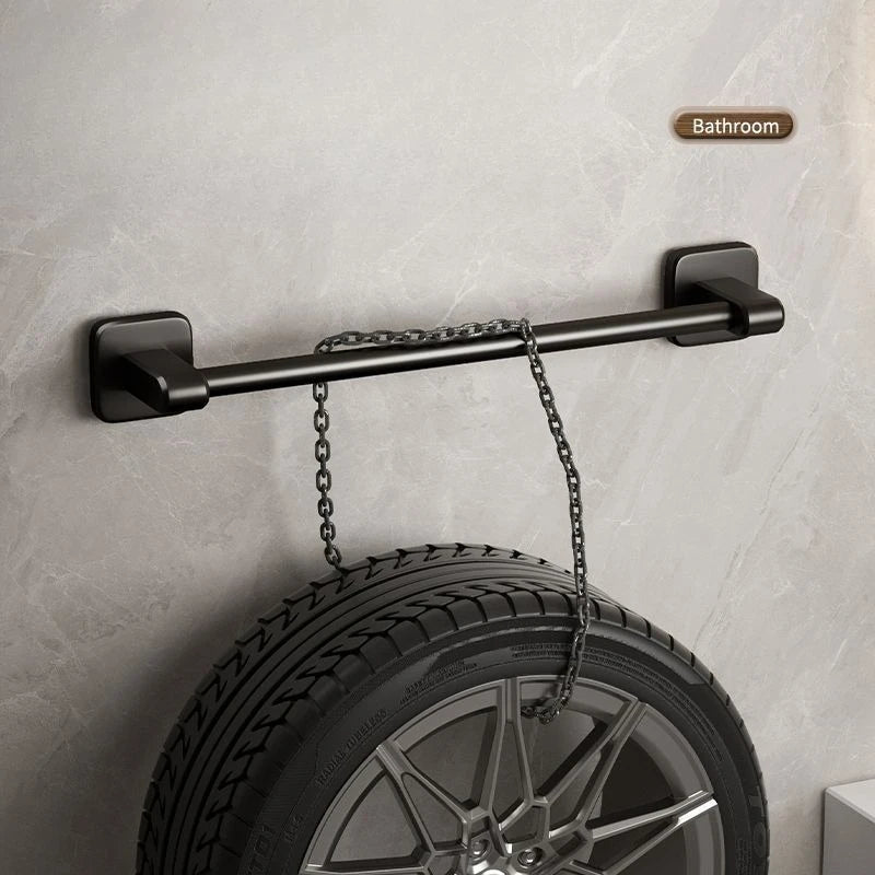 Black No-Drill Wall-Mounted Towel Rack | Space-Saving Towel Rack Richie's