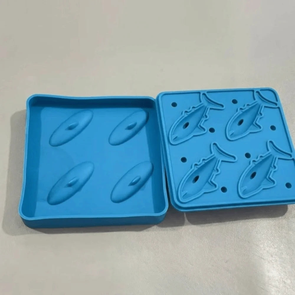 Shark Ice Cube Mold – 4-Cavity Food-Grade Silicone Ice Maker Ice Cube Mold Richie's Blue