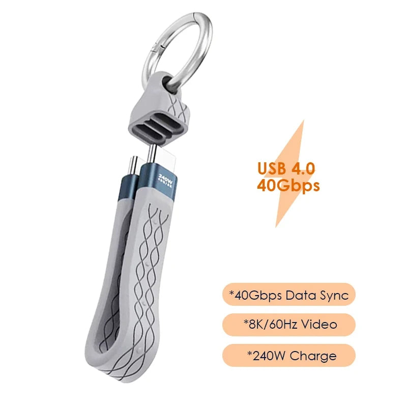 USB4 Cable 40Gbps Thunderbolt 4 USB-C PD 240W 8K FPC Short Cord USB-C Data Cable Richie's 40Gbps with ring