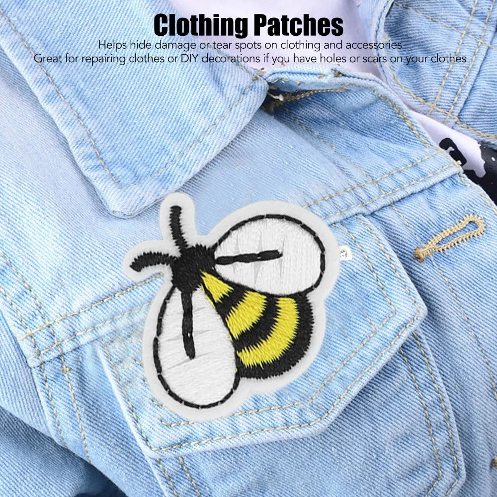 20pcs Embroidered Bee Iron-On Patches | Cotton Applique Set Embroidered Applique Patches Richie's