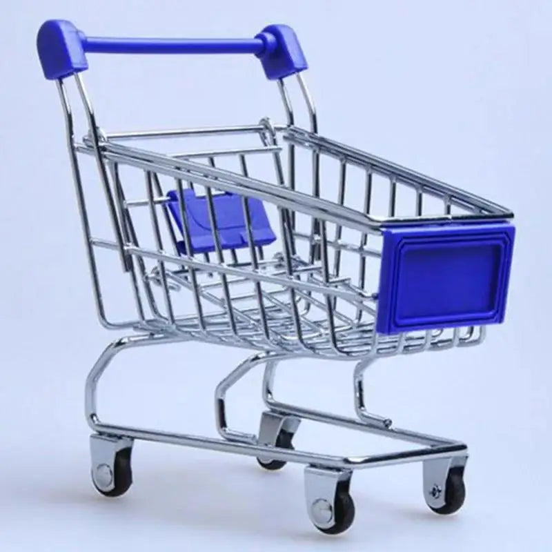 Mini Iron Shopping Cart Toy, Craft Display & Storage Holder Mini Toy Cart Richie's Blue