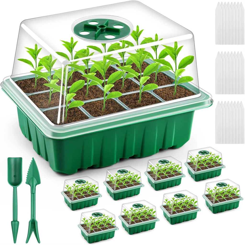 12-Cell Plastic Seedling Trays – 4/5/6 Pack Germination Grow Box Seedling Nursery Tray Richie's Green 6PCS