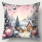 4-Piece Christmas Pillowcase Set – Poinsettia & Snowman Zipper Holiday Pillowcase Set Richie's