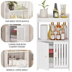 3-Tier Bathroom Corner Storage Rack with Door | Floor Standing Bathroom Storage Rack Richie's