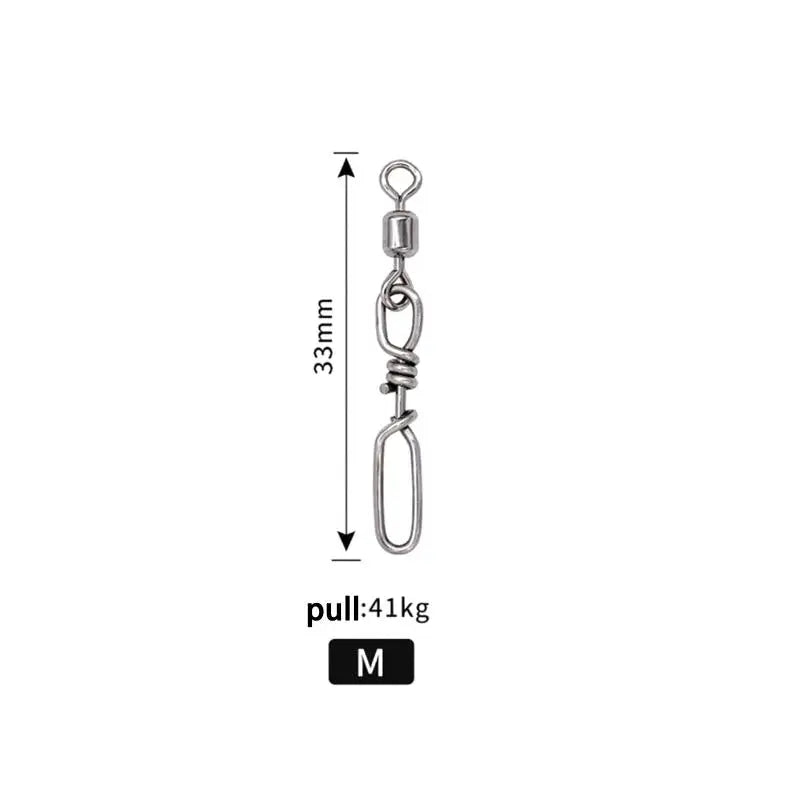10Pcs Stainless Steel Fishing Quick Snap Speed Swivel & Guide Rings Fishing Swivel Snap Richie's M 33MM