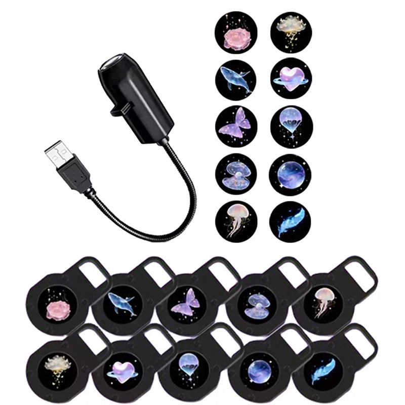 USB LED Butterfly Projection Night Light – 10 Patterns LED Projection Light Richie's