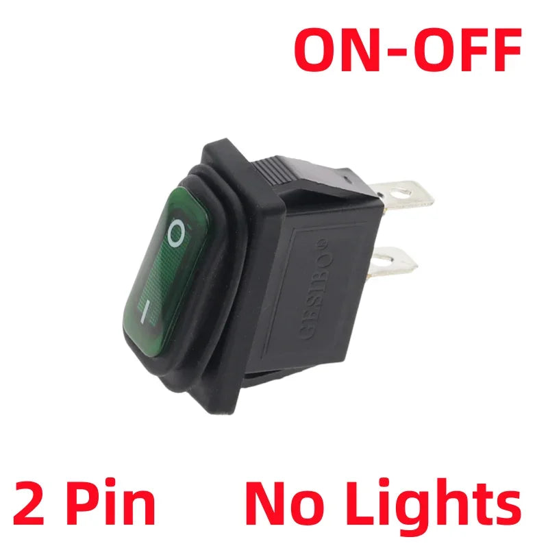 KCD3 Waterproof Rocker Switch 2-Pin ON-OFF 15A 250VAC Rocker Switch Richie's 2D2P-Green No Light