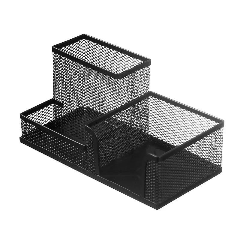 Black Metal Mesh Desk Organizer – 3-Compartment Pen Holder Desk Organizer Richie's