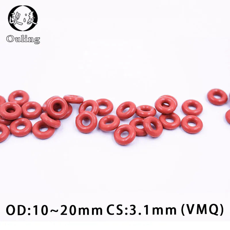 10PCS Red VMQ Silicone O-Rings CS3.1mm OD10-20mm Gasket Seals Silicone O-Ring Gaskets Richie's