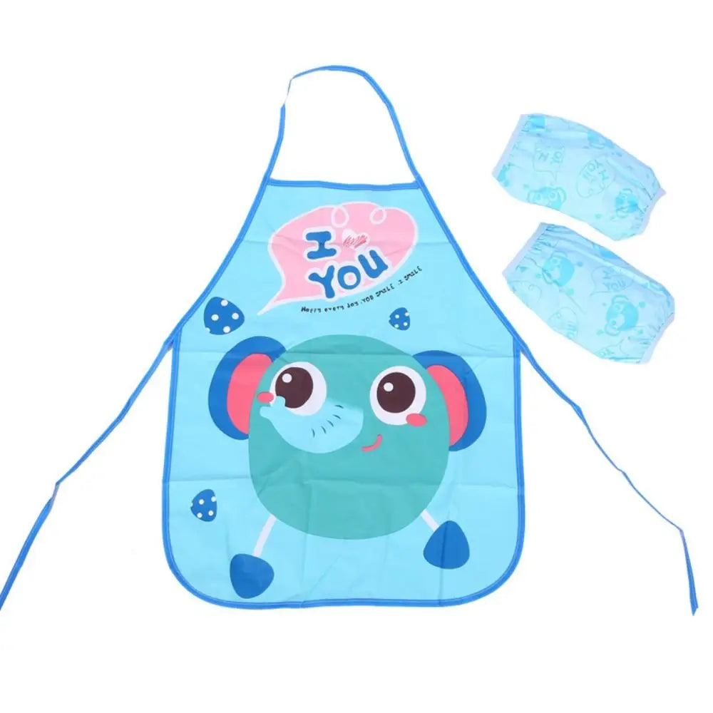 Waterproof Cartoon Apron – Unisex Kitchen & Painting Smock Kitchen Apron Richie's Blue-Apron Set
