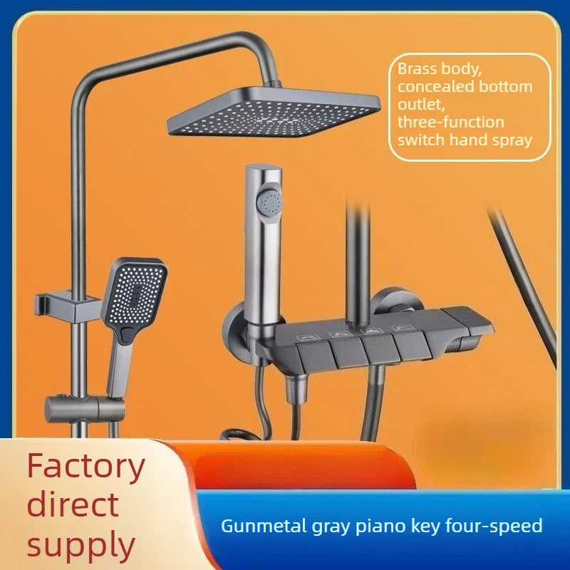 Brass Rain Shower System Set – Gun Gray Constant Temperature Rain Shower System Richie's