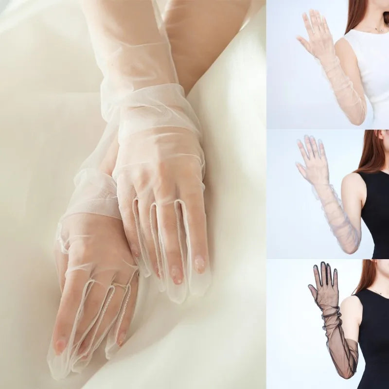 Women's Lace Tulle Long Gloves – Wedding, Prom & Party Bridal Lace Gloves Richie's