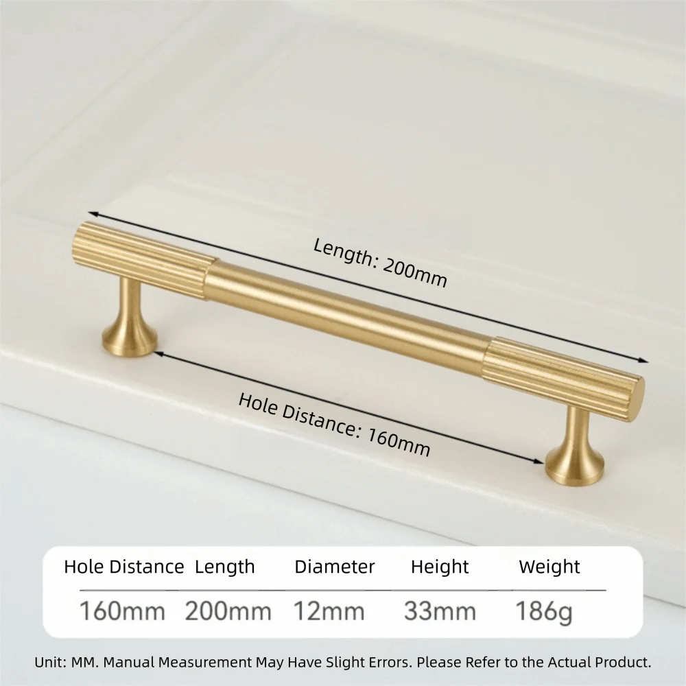Solid Brass Cabinet Handles Vertical Fluting Drawer Pulls Cabinet Drawer Pulls Richie's Gold 160mm