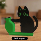 Black Cat Pushing Vase Fridge Magnet & Whisker Keepsake Box Decorative Fridge Magnet Richie's A4