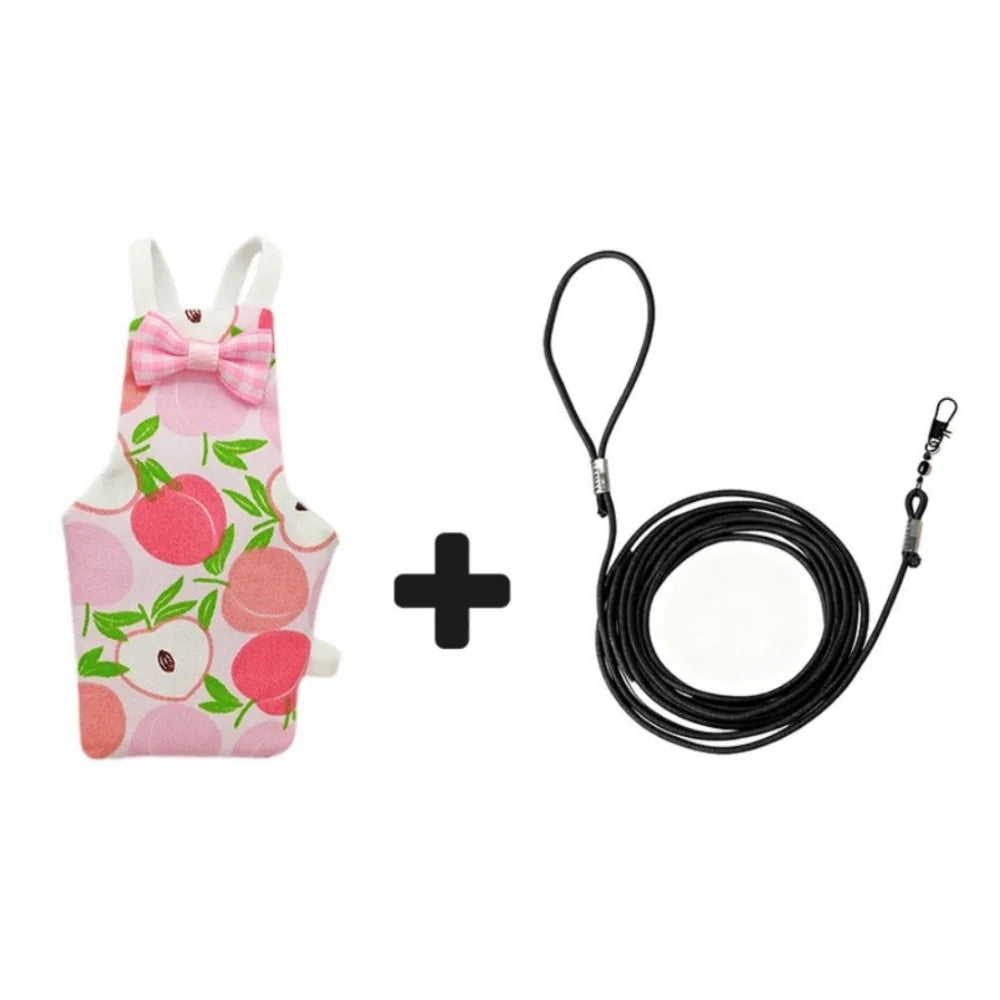 Fruit Print Parrot Harness Diaper & 2m Leash – S/M/L Bird Harness Leash Richie's B S