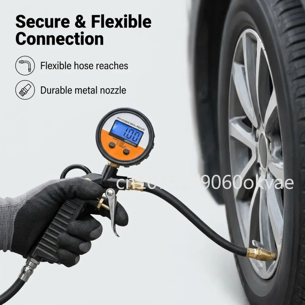 Digital Tire Pressure Gauge & Inflator Gun 0–255 PSI Backlit LCD Tire Inflator Gauge Richie's