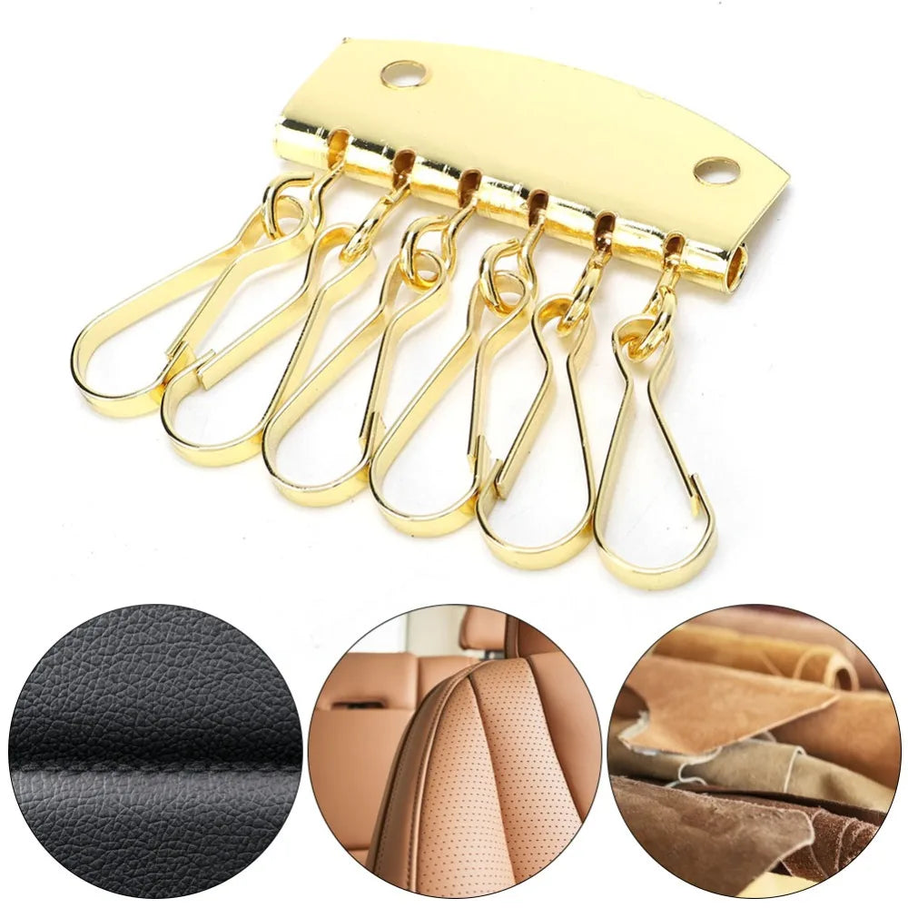 6-Hook Key Row Organizer Clasp – Gold & Bronze DIY Leather Keychain Hardware Richie's