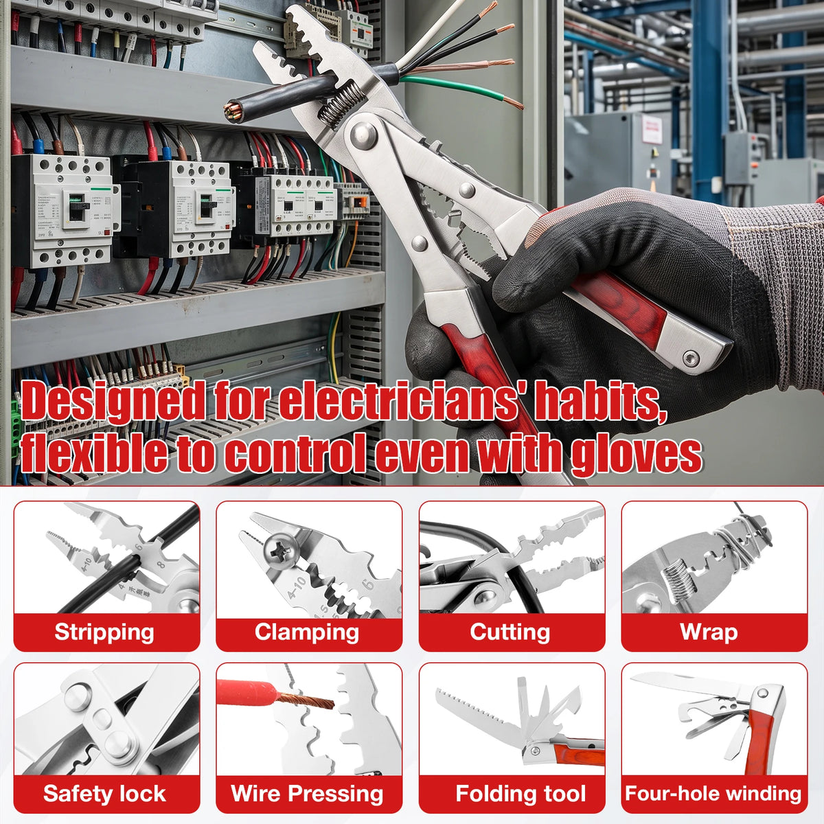20-in-1 Wire Stripping Pliers | High Carbon Steel Electrician Tool Wire Stripping Pliers Richie's