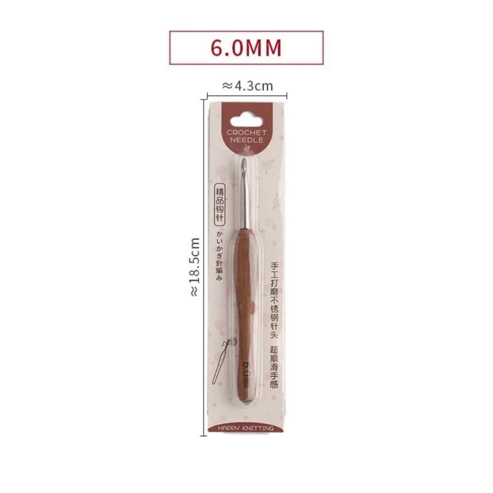 Sandalwood Crochet Hook 2.0–6.0mm Stainless Steel Weaving Tool Crochet Hook Richie's 6.0MM