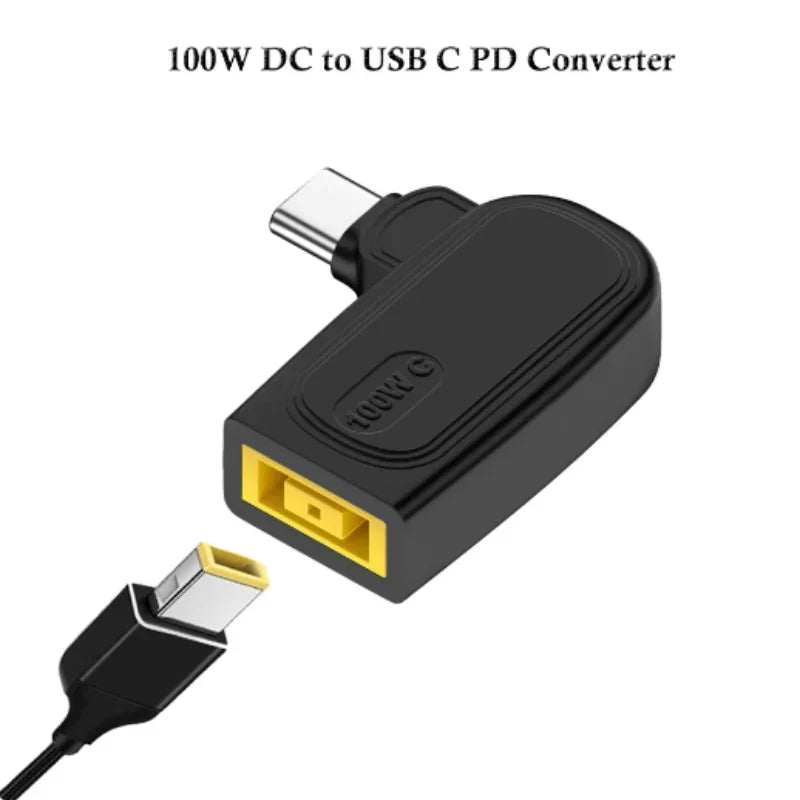 100W DC Square to USB-C PD Adapter for Lenovo Charger USB-C Power Adapter Richie's