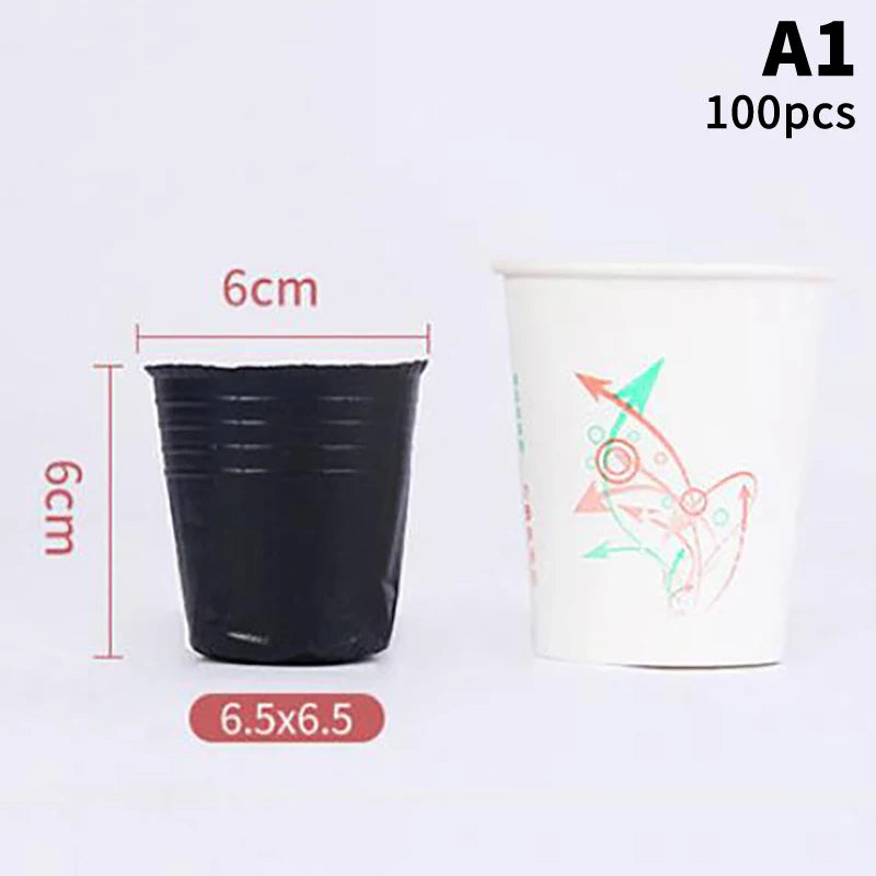 100 Pcs Plastic Seedling Nursery Pots & Plant Starter Cups Seedling Nursery Pots Richie's A1