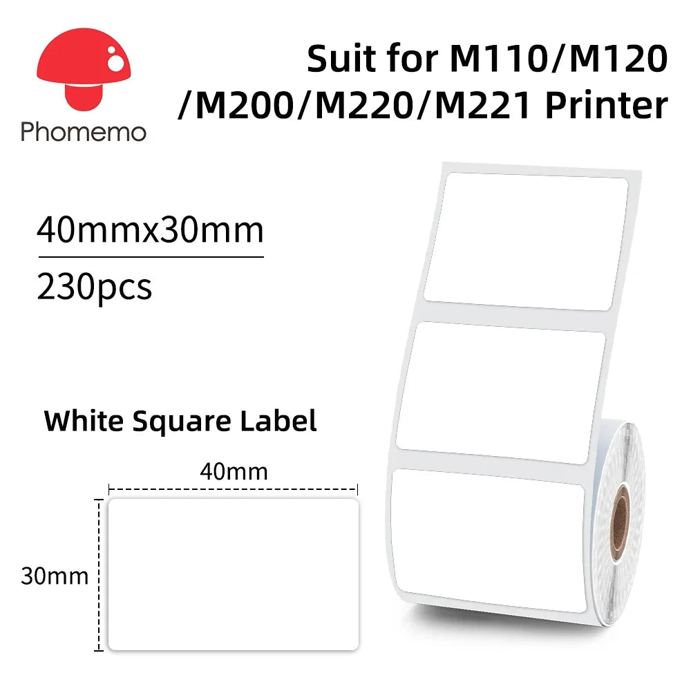 Waterproof Thermal Labels 40x30mm for Phomemo M110 M200 Printers Thermal Label Roll Richie's XP4030-230