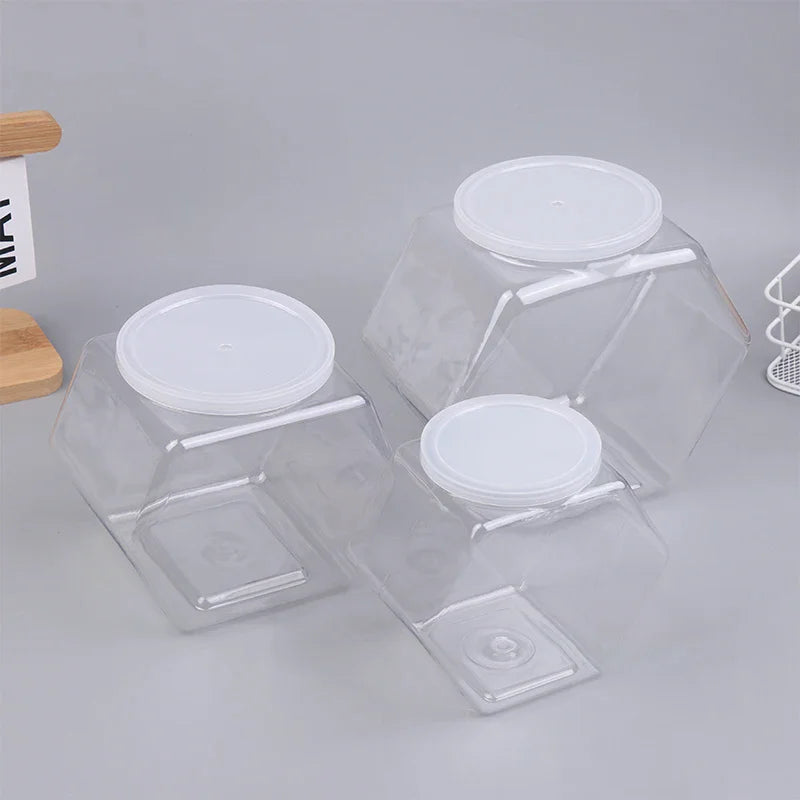 Hexagonal Candy Cookie Jar Airtight PET Storage Container Food Storage Jar Richie's
