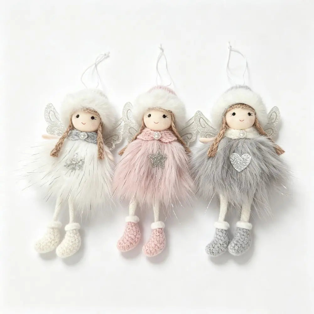 Plush Christmas Angel Ornament – Fluffy Wings Hanging Pendant Christmas Ornament Richie's