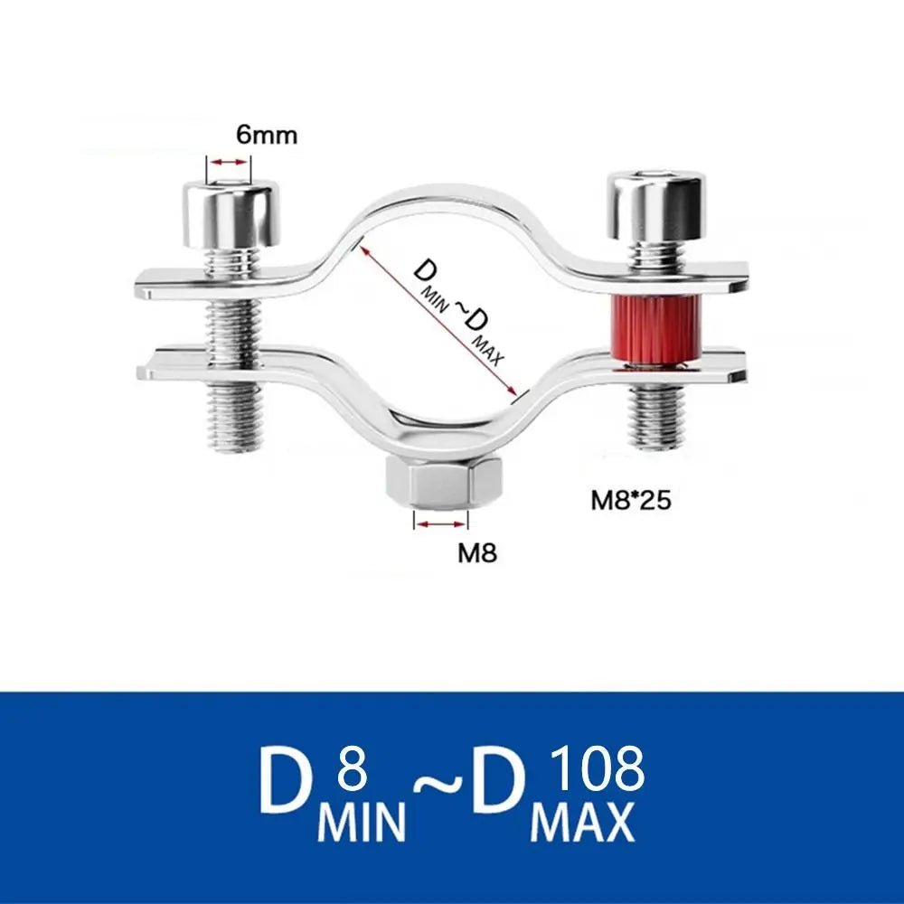 304 Stainless Steel Pipe Clamp Bracket OD 8–325mm M8 Nut Pipe Clamp Bracket Richie's