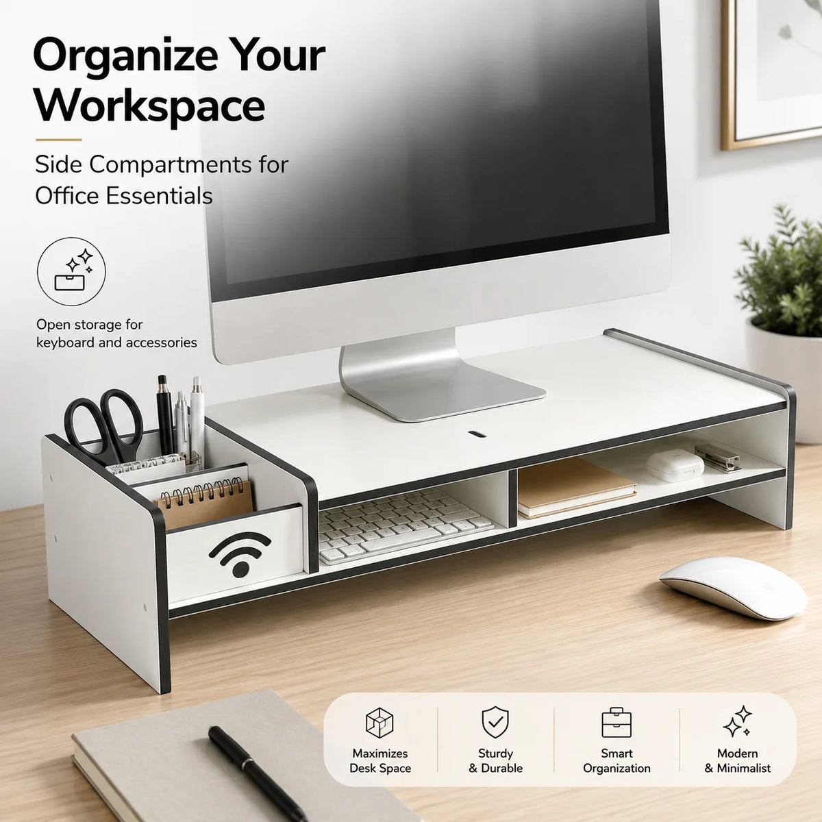 Monitor Stand Riser with Drawer & Storage | Desk Organizer Monitor Stand Riser Richie's