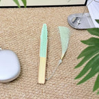 Retro Bamboo Folding Hand Fan – Shell Shape Green, Unisex Folding Hand Fan Richie's