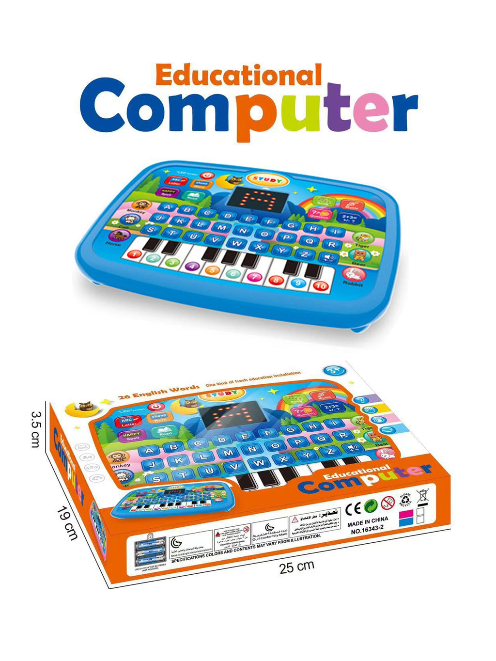Kids Learning Tablet Toy – Early Education Computer with Music Kids Learning Toy Richie's 16335-2 Blue
