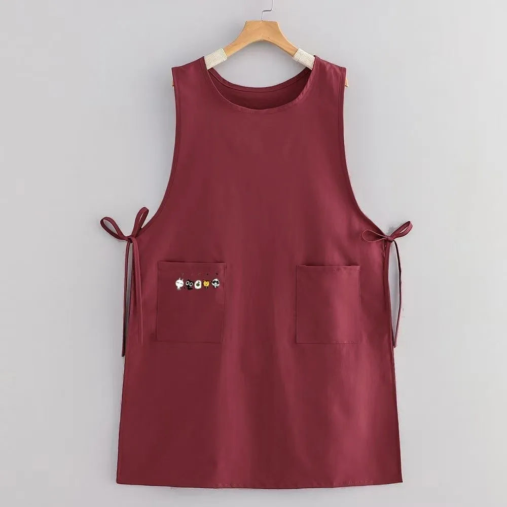Waterproof Long Vest Apron with Pockets | Kitchen & Art Kitchen Apron Richie's Red