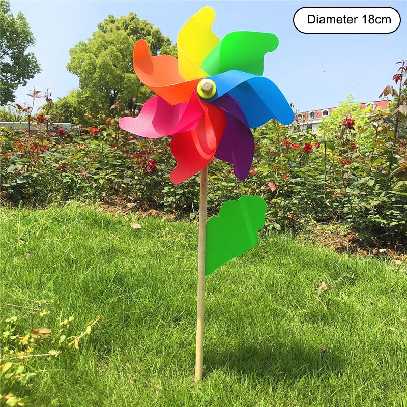 Colorful Wooden Windmill Wind Spinner Garden Ornament 14–32CM Garden Wind Spinner Richie's 18CM