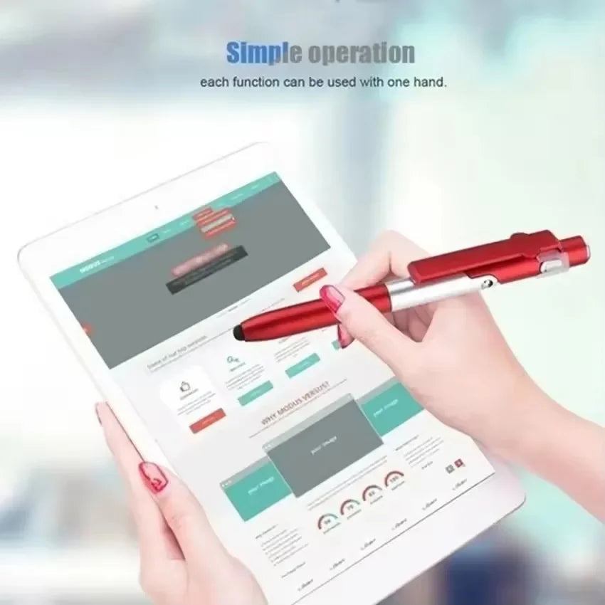 4-in-1 Ballpoint Pen with LED Light, Stylus & Phone Stand Multifunction Ballpoint Pen Richie's