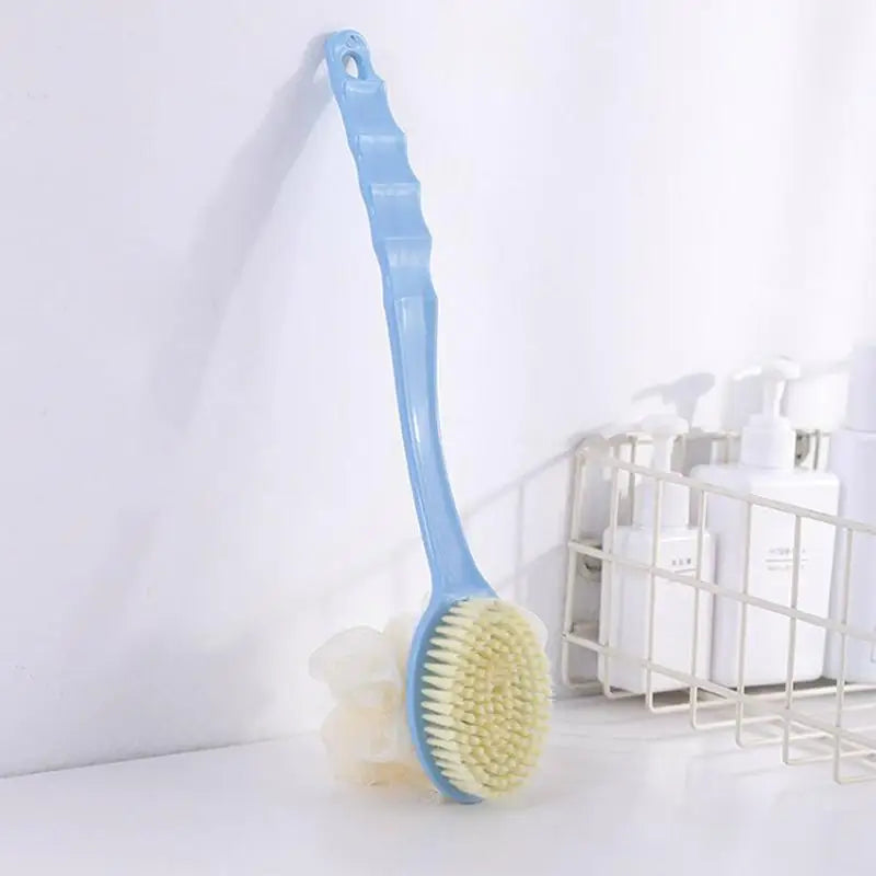 Loofah & Bristle Bath Body Brush – Long Handle Shower Scrubber Bath Body Brush Richie's blue